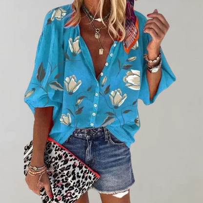 Bright Floral Women's Casual Top - Olytrend