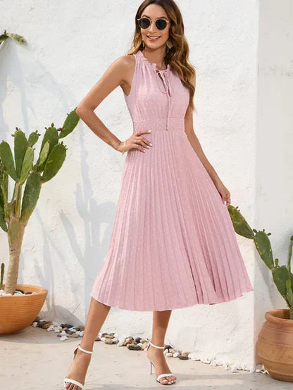 Black halterneck pleated Carla dress