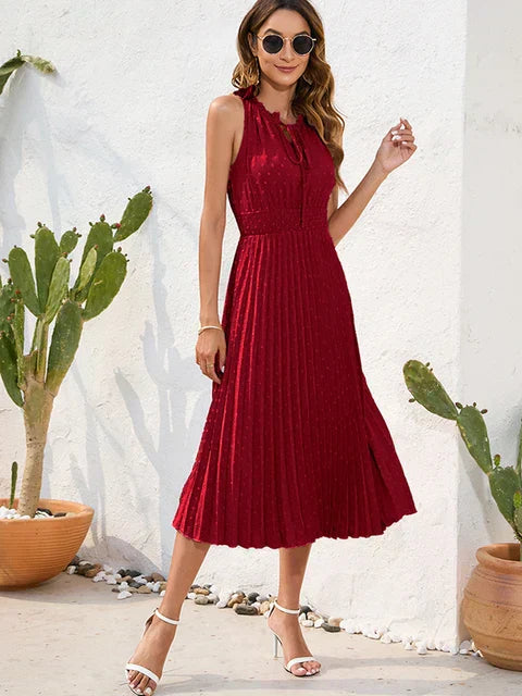 Black Halter Neck Pleated Carla Dress