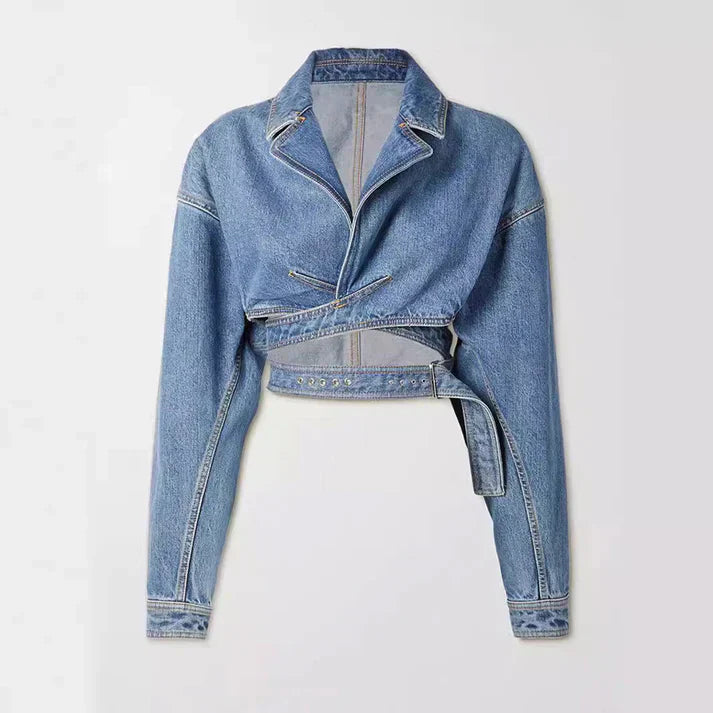 Adjustable belted denim jacket, Zoey style