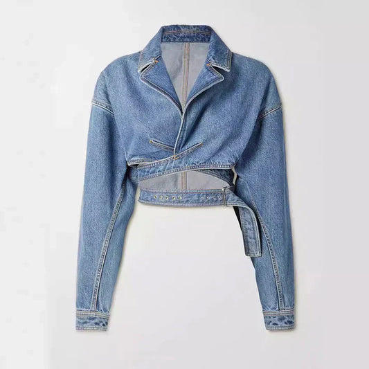 Adjustable belted denim jacket, Zoey style