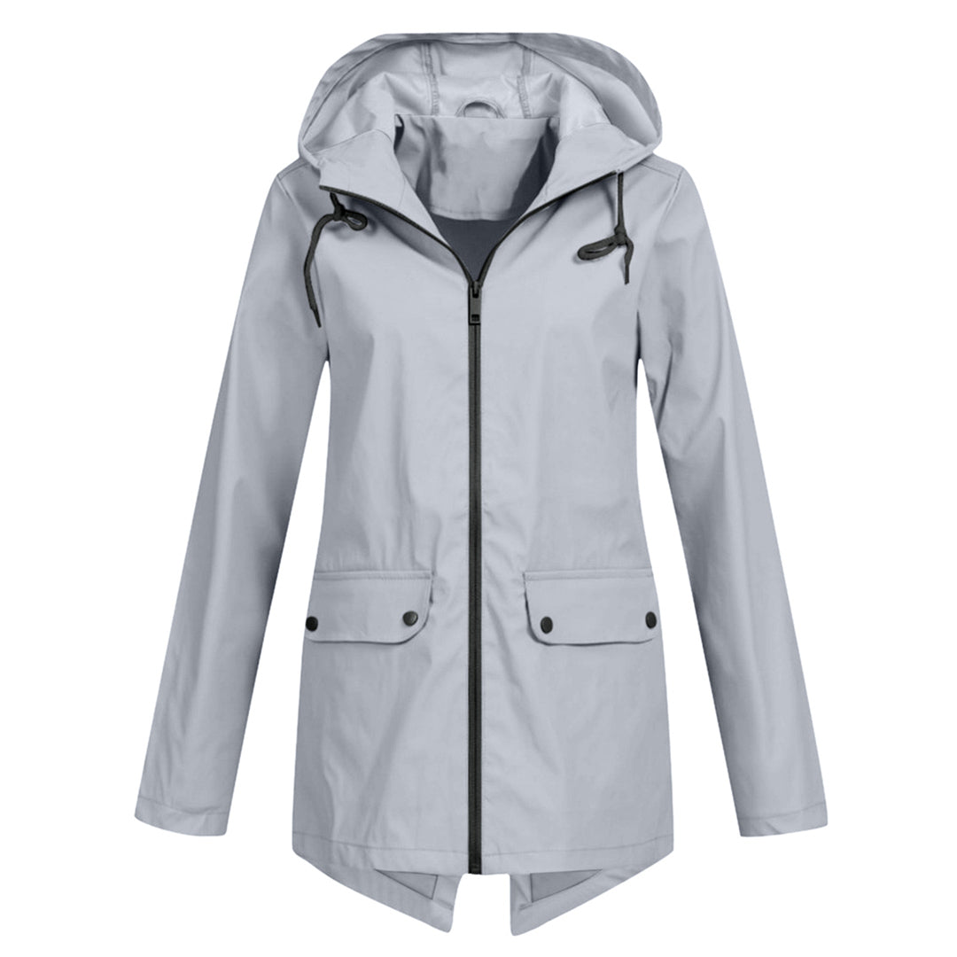 Women's Elegant Long Hooded Raincoat - Francine