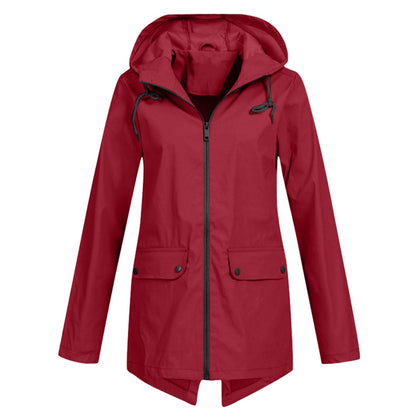 Women’s Zip Front Rain Coat | Hooded