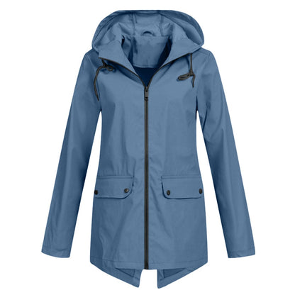 Women’s Zip Front Rain Coat | Hooded