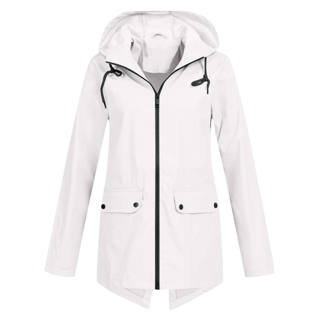 Women's Elegant Long Hooded Raincoat - Francine