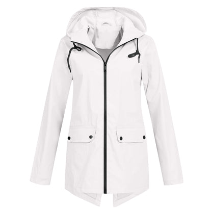 Women's Elegant Long Hooded Raincoat - Francine