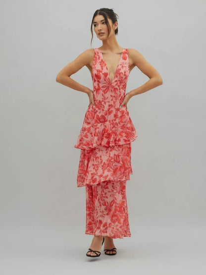 Beautiful Long Sleeve V-Neck Dress for Ladies