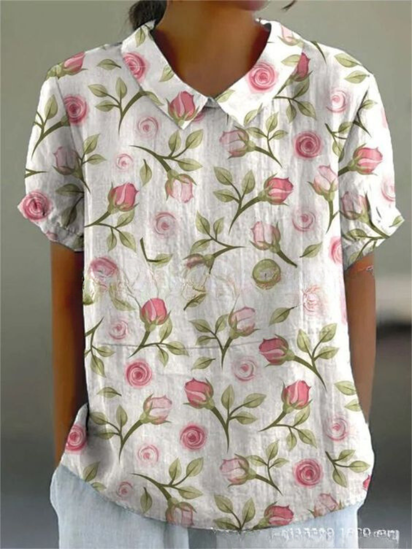Women's blouse with floral pattern | short sleeve