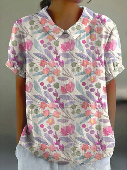 Women's blouse with floral pattern | short sleeve