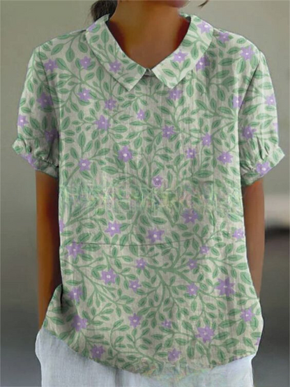 Women's blouse with floral pattern | short sleeve