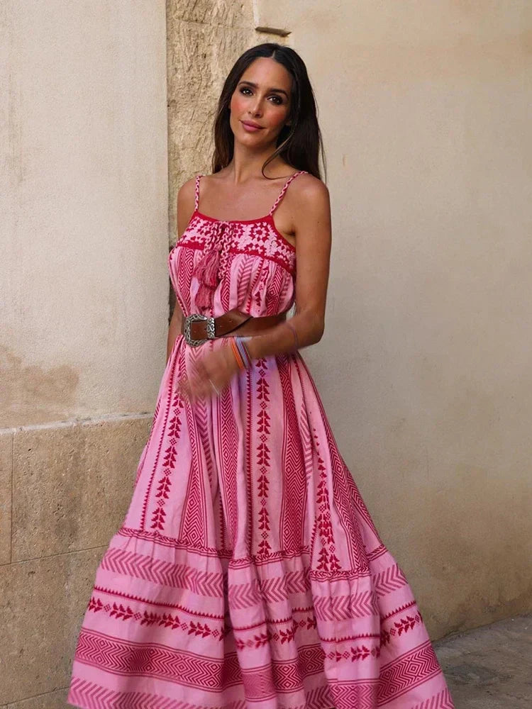 Boho Dress with Corset & Floral Mesh Detail