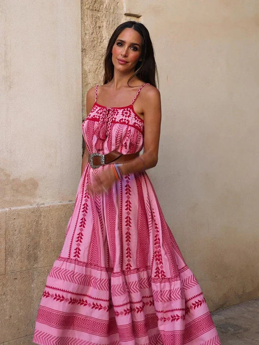 Boho Dress with Corset & Floral Mesh Detail