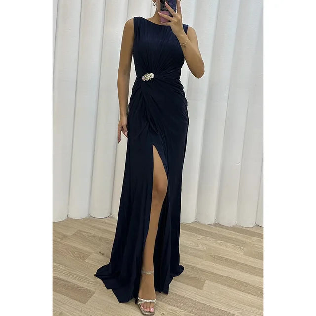 Valentina Maxi Evening Gown, Yellow-Green