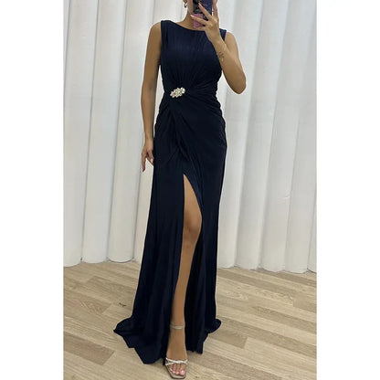 Valentina Maxi Evening Gown, Yellow-Green