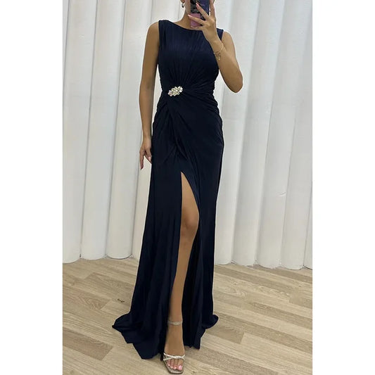 Valentina Maxi Evening Gown, Yellow-Green