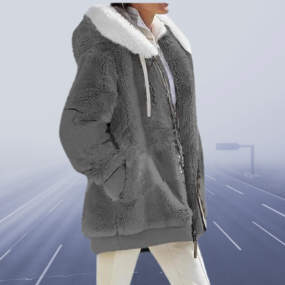Women's oversized, cozy, warm teddy winter jacket