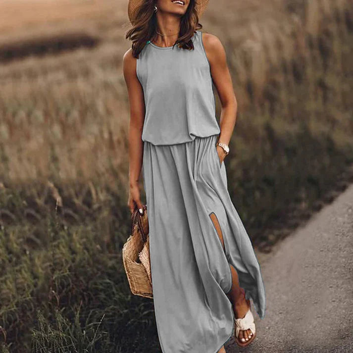 White Amelia Maxi Dress, Relaxed Fit