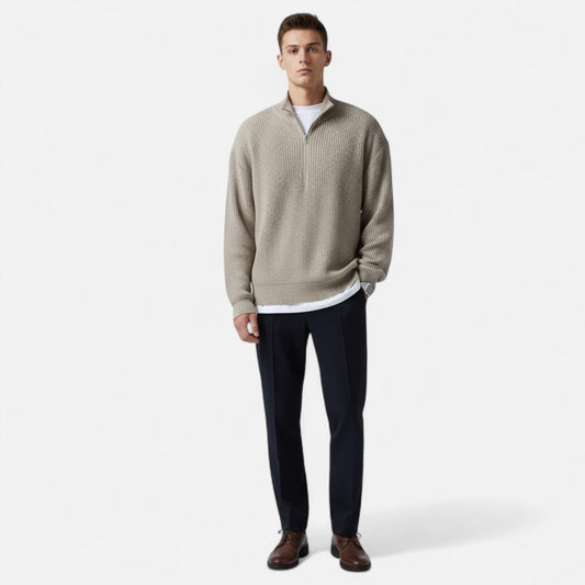 Ancient World | Men's Half-Zip Winter Sweater with Stand-Up Collar