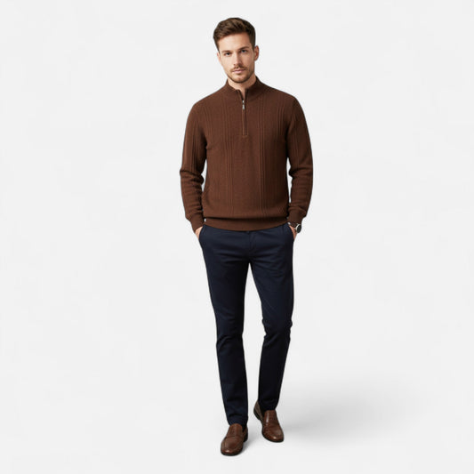 Ancient World | Men's Half-Zip Sweater with Stand-Up Collar Cashmere