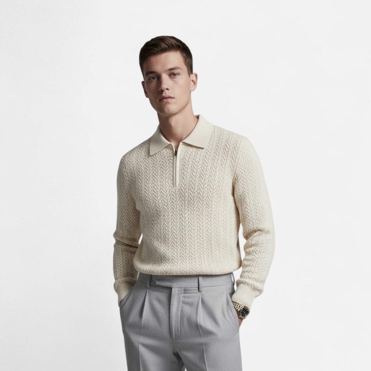 Ancient World | Long Sleeve Knit Polo Sweater