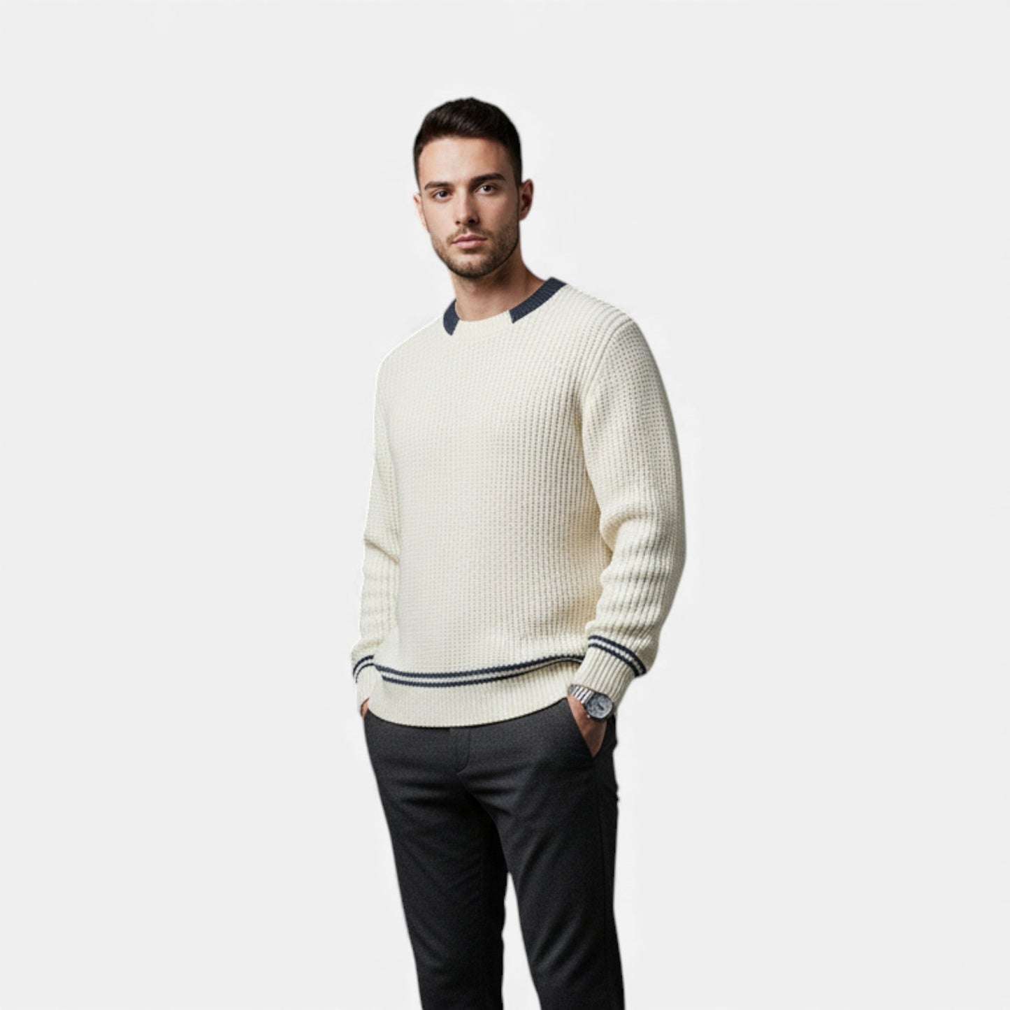 Ancient World | Classic Knit Sweater Men – Elegant Patchwork