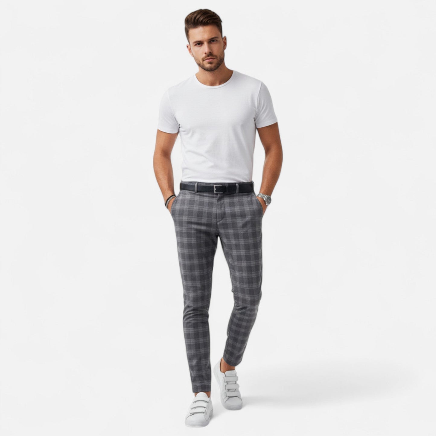 Ancient World | Men's Checked Chino Pants Premium Elegance