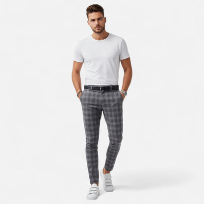 Ancient World | Men's Checked Chino Pants Premium Elegance