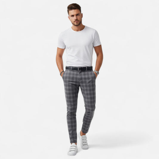 Ancient World | Men's Checked Chino Pants Premium Elegance