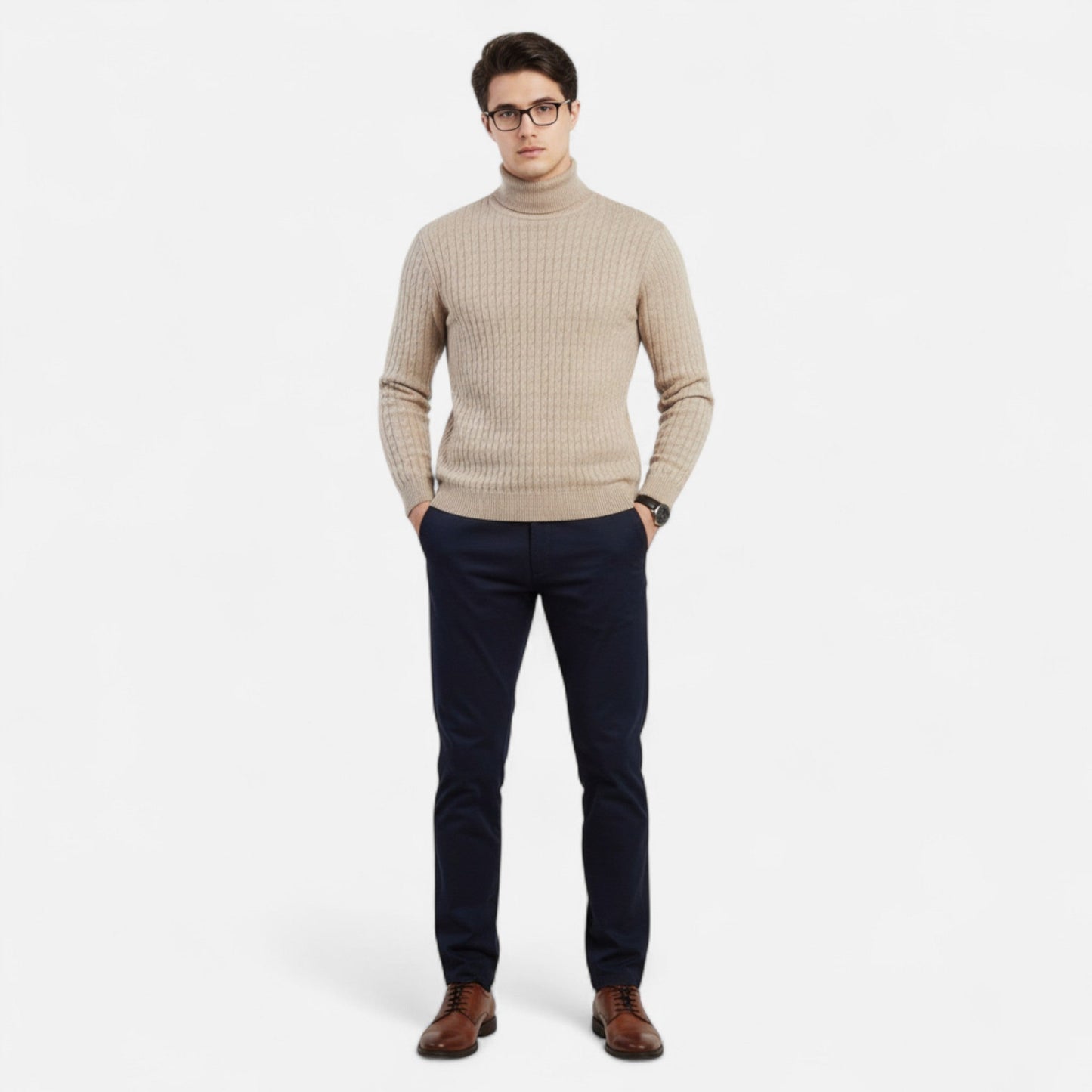 Ancient World | Men's Solid Knit Turtleneck Sweater
