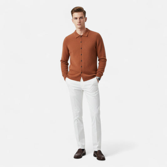 Ancient World | Men's Polo Collar Sweater Jacket Timeless