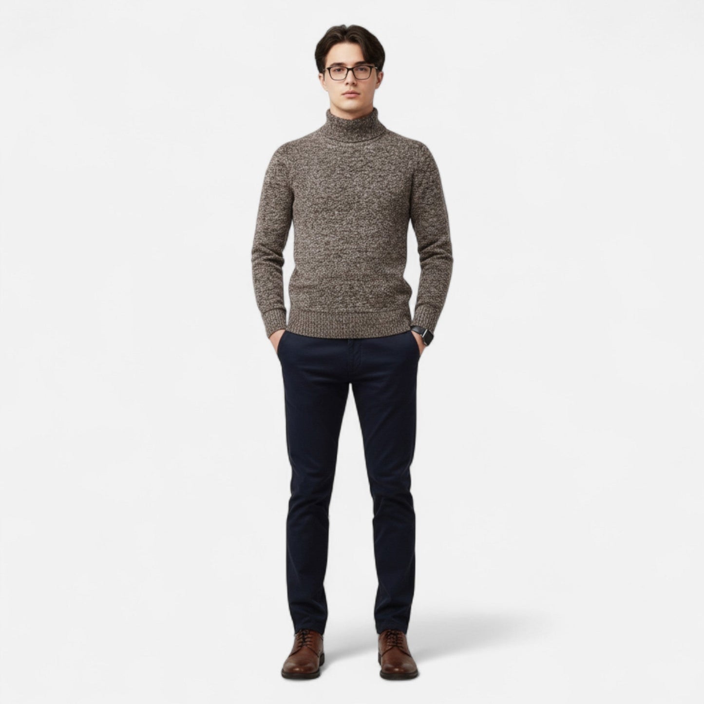 Ancient World | Men's Polar Fleece Turtleneck Slim Fit Sweater