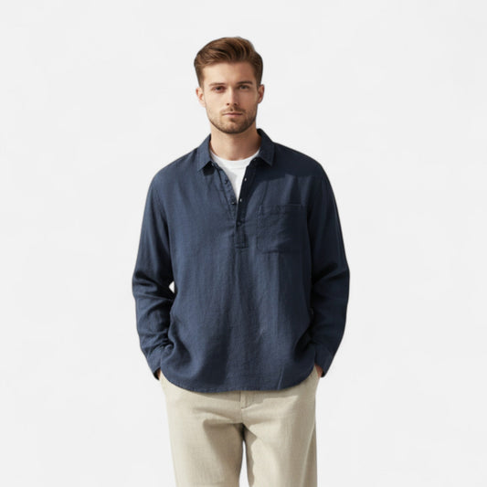 Ancient World | Men's Linen Shirt Square Collar