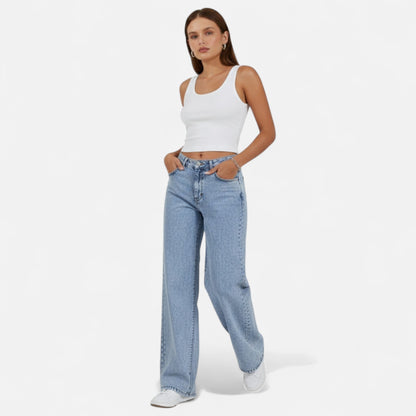 Ancient World | Women's High Waist Wide Belted Jeans
