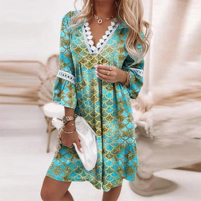 Vintage Floral Maxi Dress with Lace Trim