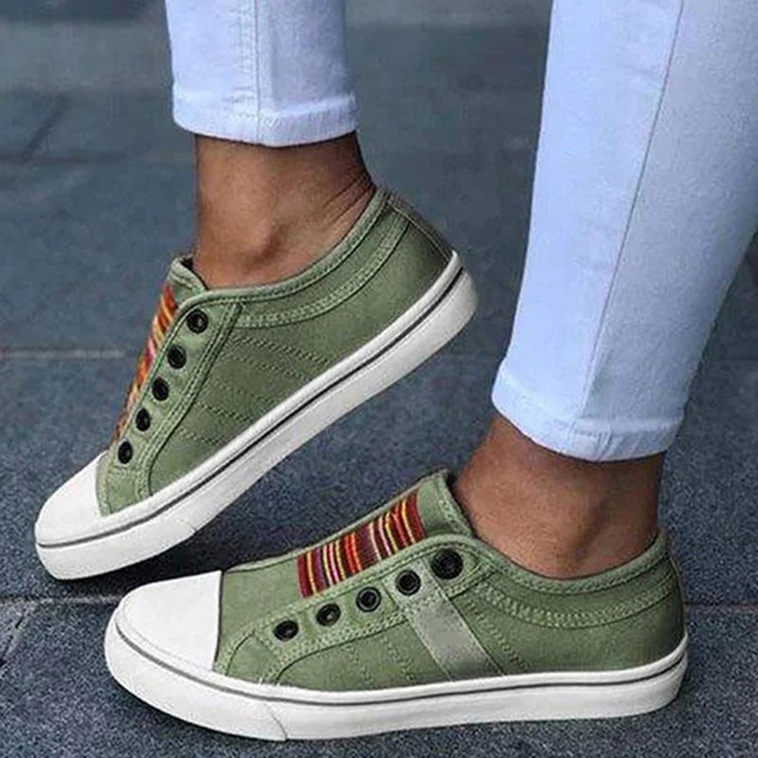 Anna | Women's Slip-on Sneakers with Lively Stripes for Casual Outfits