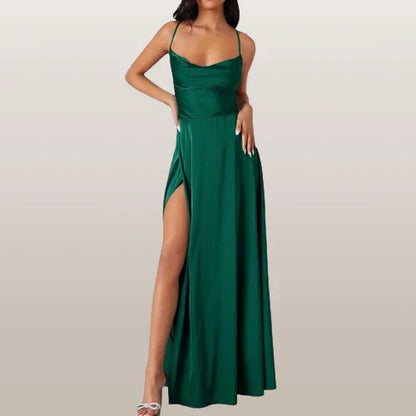 Vera | Elegant satin maxi dress with slit