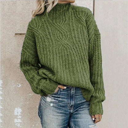 Women's Winter Sweater | With High Collar and Pattern