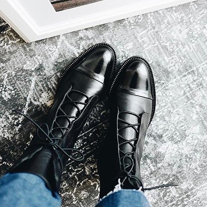 Chic Cozy Leather Ankle Boots