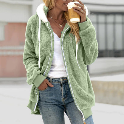 Women's coat with zipper and hood | Casual long fit