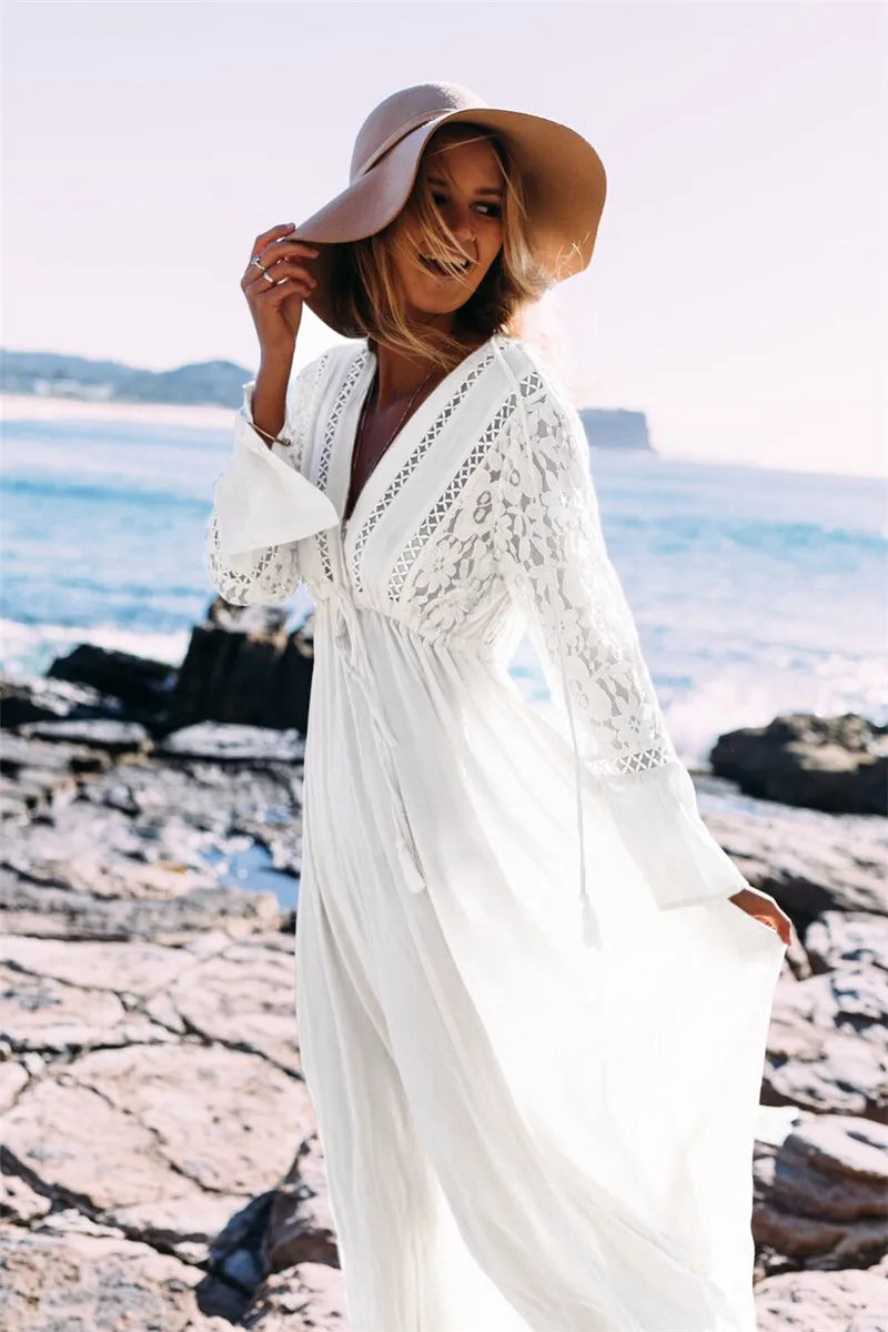 Beatrix | Women's Boho Maxi Dress with Deep V-Neck