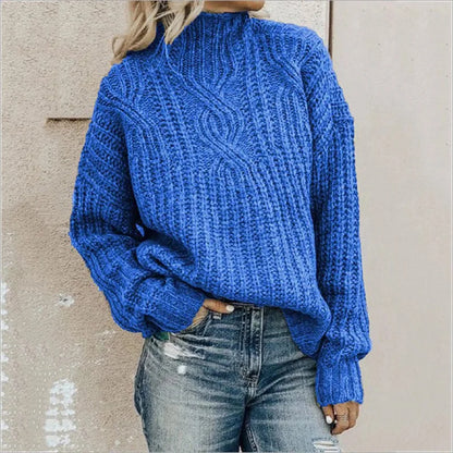 Women's Winter Sweater | With High Collar and Pattern