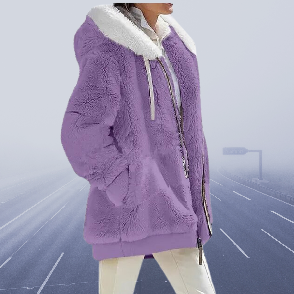 Women's oversized, cozy, warm teddy winter jacket