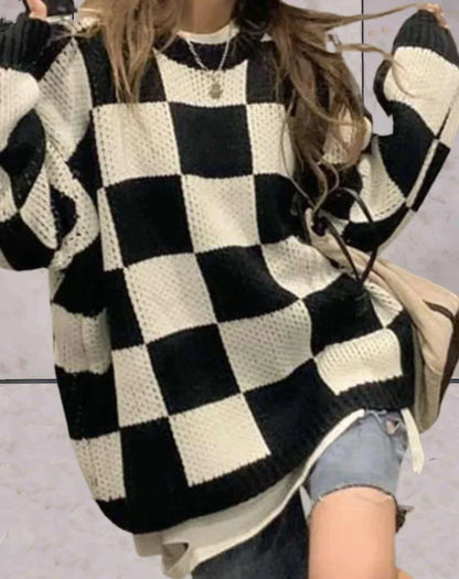 Women's checked knit Delilah sweater