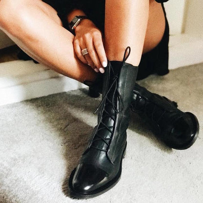 Chic Cozy Leather Ankle Boots - Olytrend