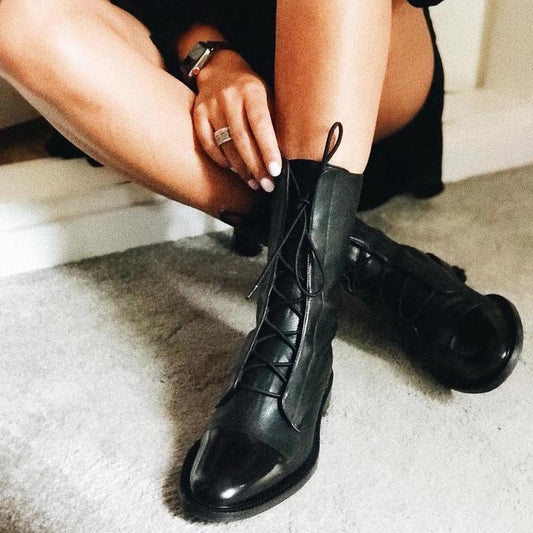 Chic Cozy Leather Ankle Boots - Olytrend