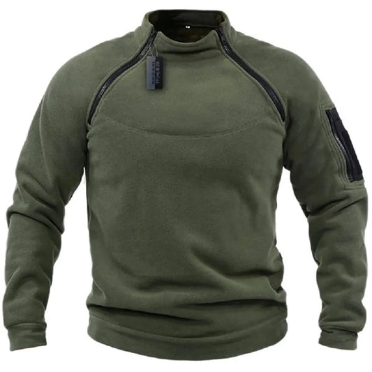 Callum Men’s Tactical Fleece Sweatshirt – Warm Military-Inspired Pullover Army Green