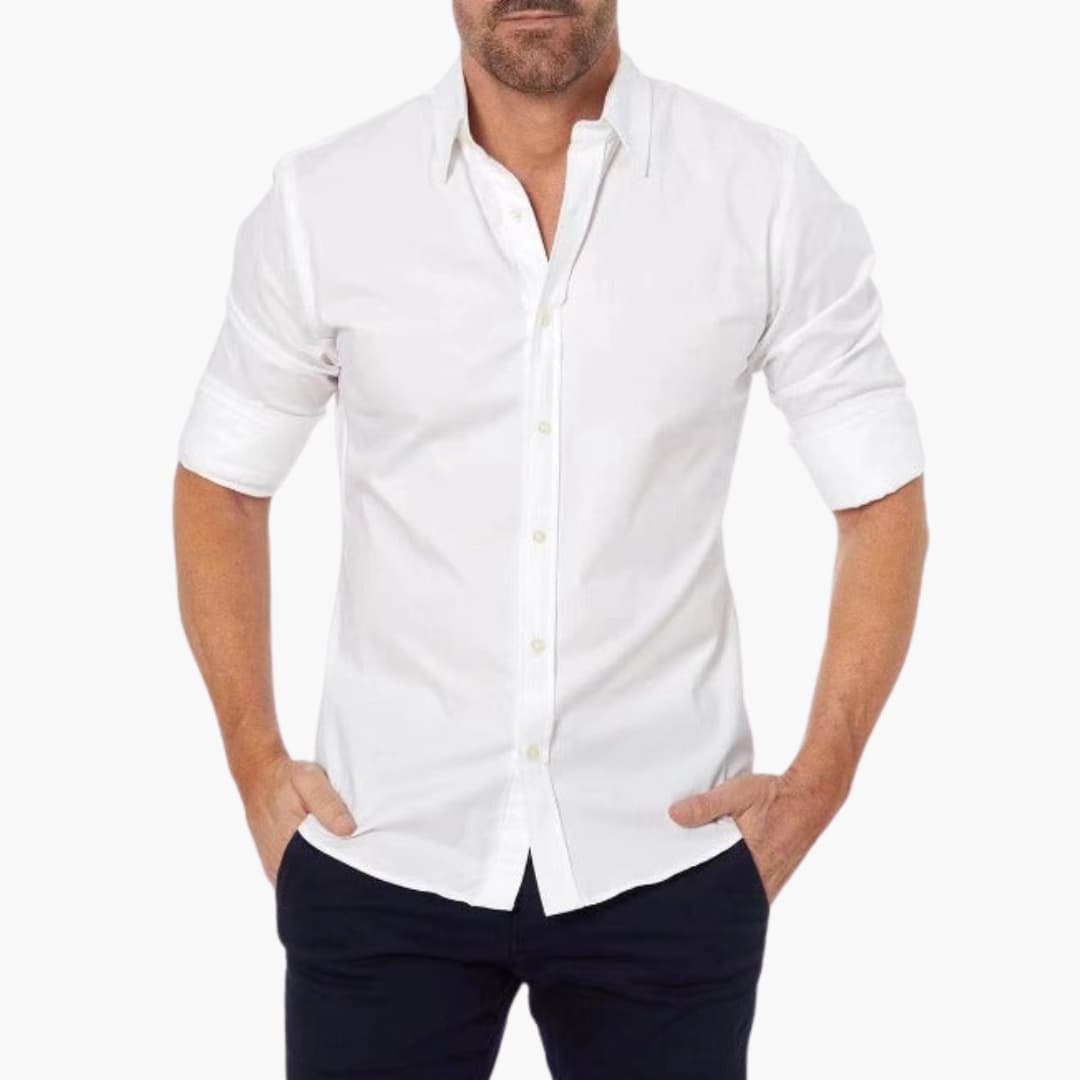 Casual Zip Up Mens Long Sleeve Shirt