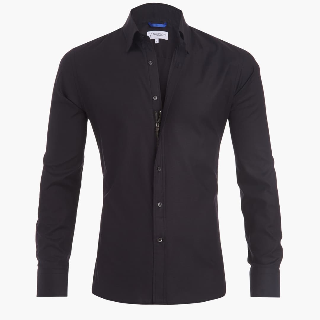 Casual Zip Up Mens Long Sleeve Shirt