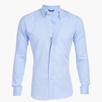 Casual Zip Up Mens Long Sleeve Shirt - Olytrend