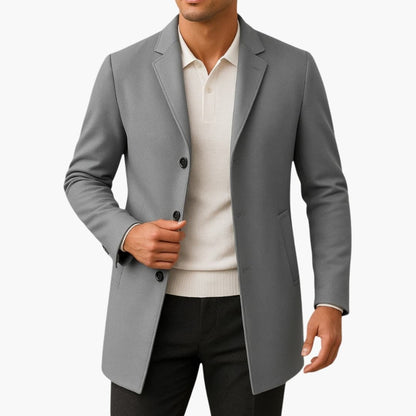 Warm Mens Winter Coat with Pockets and Buttons - Olytrend